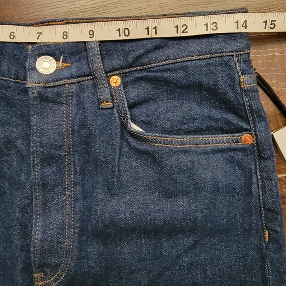 RE/DONE Drainpipe High Rise Jeans Womens 28 Rigid Like Denim Dark Blue - Picture 7 of 9